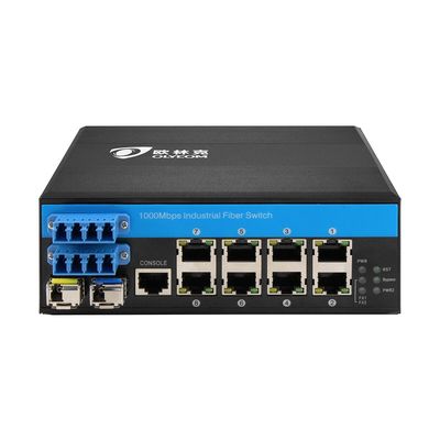 8 port optik fiber Anahtarlı yönetilebilir endüstriyel ağ anahtarı D2*2B bypass ile