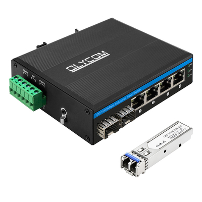 2 Fiber ve 4 Otomatik-MDI/MDIX RJ45 bağlantı noktasına sahip 6 portlu endüstriyel ağ anahtarı