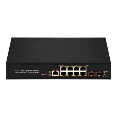8 Port Gigabit Yönetilen PoE Değiştiricisi SFP Fiber Optic 120W Bütçe AC Giriş Realtek Çip