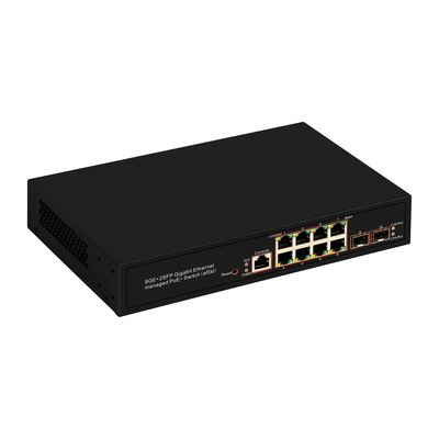 8 Port Gigabit Yönetilen PoE Değiştiricisi SFP Fiber Optic 120W Bütçe AC Giriş Realtek Çip
