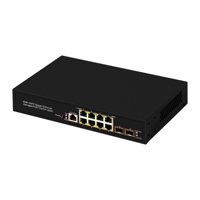 8 Port Gigabit Yönetilen PoE Değiştiricisi SFP Fiber Optic 120W Bütçe AC Giriş Realtek Çip