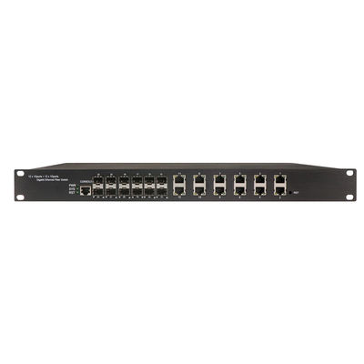 1U Rack Mount Endüstriyel Yönetilen POE Değiştiricisi 12 RJ45 + 12 SFP Portları ve 340W POE ile