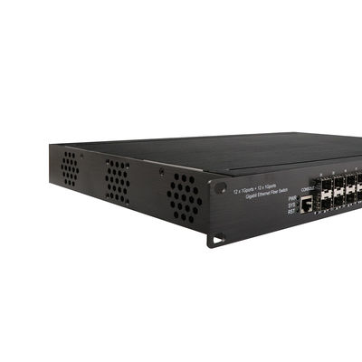 1U Rack Mount Endüstriyel Yönetilen POE Değiştiricisi 12 RJ45 + 12 SFP Portları ve 340W POE ile
