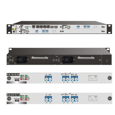 Erbiyum Doped Fiber Amplifier EDFA Cihaz Optik Sinyal Güçlendirici 1U Şasi Sistemi