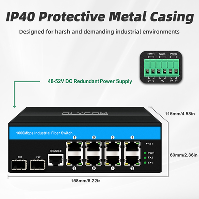 10port Gigabit 10/100/1000mbps L2 2 Sfp ile Yönetilen POE Değiştiricisi Açık Hava için