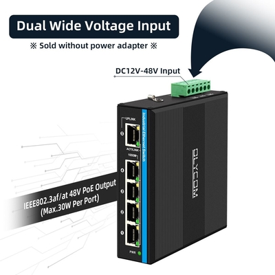 Sertleştirilmiş 10/100/1000mbps Mini Yönetilmeyen Ağ Değiştiricisi Poe Değiştiricisi 12-48v DC