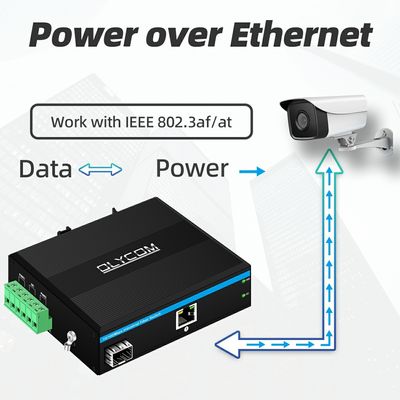 SFP Fiber Media Converter 10 100Mbps Yönetilmeyen DIN Demiryolu Duvar Montajlı Küçük Kasa