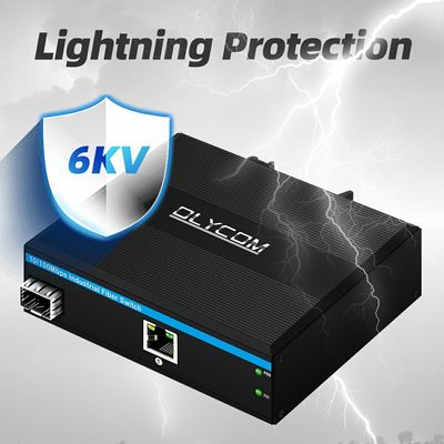 SFP Fiber Media Converter 10 100Mbps Yönetilmeyen DIN Demiryolu Duvar Montajlı Küçük Kasa