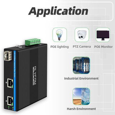Mini Din Rail Ethernet Fiber Switch 100/1000M 60W POE Bütçe DC48V Yönetilmemiş