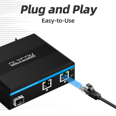 Mini Din Rail Ethernet Fiber Switch 100/1000M 60W POE Bütçe DC48V Yönetilmemiş