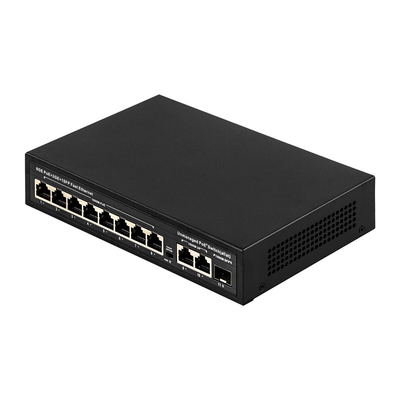 120W Yönetilmeyen POE Değiştiricisi 8 PoE 10/100/1000Mbps + 2 LAN 10/100/1000Mbps + 1SFP 100/1000M