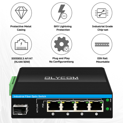 5 Port Gigabit Yönetilmeyen POE Değiştiricisi DC48-52V Dış kullanım için güç kaynağı Ethernet anahtarı