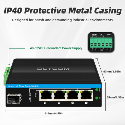 5 Port Gigabit Yönetilmeyen POE Değiştiricisi DC48-52V Dış kullanım için güç kaynağı Ethernet anahtarı