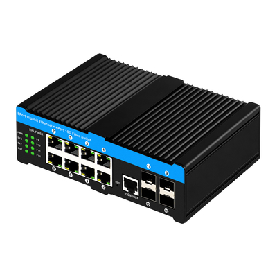10G Endüstriyel POE anahtarı 4*10G SFP uplink L2 yönetilen Ağ anahtarı ile 8*Gigabit POE bağlantısı