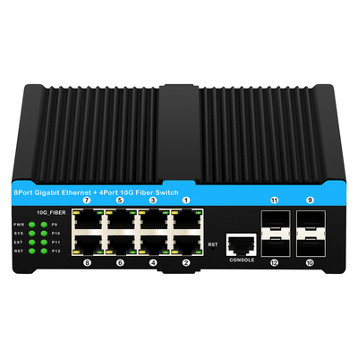 10G Endüstriyel POE anahtarı 4*10G SFP uplink L2 yönetilen Ağ anahtarı ile 8*Gigabit POE bağlantısı