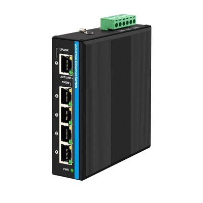 Mini 5 portlu endüstriyel ethernet anahtarı 4 RJ45 bağlantısına 1 RJ45 gigabit yönetilmemiş anahtarı dc12v/24v giriş