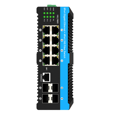 10G Fiber Endüstriyel Yönetilen PoE Değiştiricisi Gigabit Ethernet 8 Port PoE 240W Realtek Çip