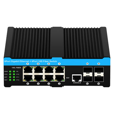 10G Fiber Endüstriyel Yönetilen PoE Değiştiricisi Gigabit Ethernet 8 Port PoE 240W Realtek Çip