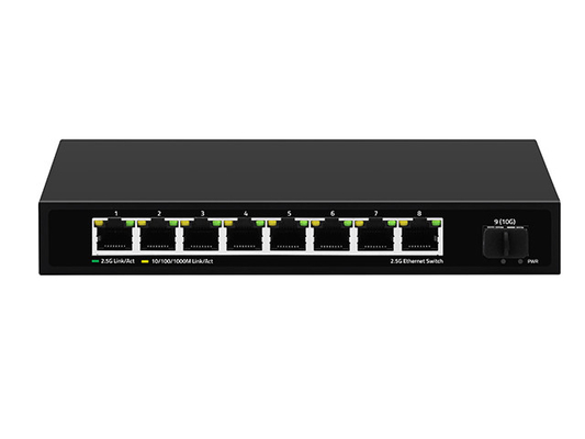 8 Port 2.5G Ağ Değiştiricisi Yönetilmeyen 10G Fiber DC12V Giriş Fansiz Otomatik Adaptasyon Hızı