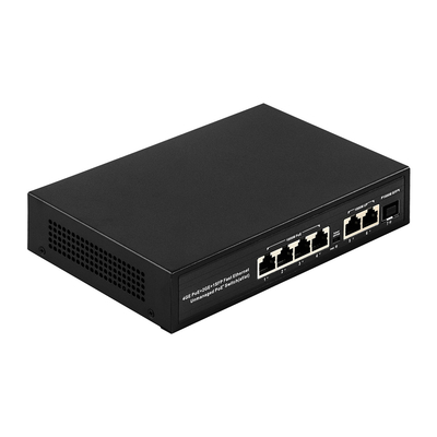 6 port Takma ve oynat POE Değiştiricisi 48V 1000Mbps Portlar IEEE 802.3 af / at ethernet anahtarı POE IP kamerası için uygundur
