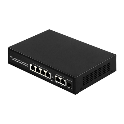 6 port Takma ve oynat POE Değiştiricisi 48V 1000Mbps Portlar IEEE 802.3 af / at ethernet anahtarı POE IP kamerası için uygundur