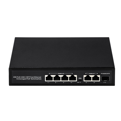 6 port Takma ve oynat POE Değiştiricisi 48V 1000Mbps Portlar IEEE 802.3 af / at ethernet anahtarı POE IP kamerası için uygundur