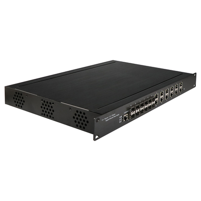 1U Rack gigabit 24 port yönetilen Ethernet poe anahtarı 12 RJ45 + 12 SFP AC100-240V giriş endüstriyel anahtarı ile