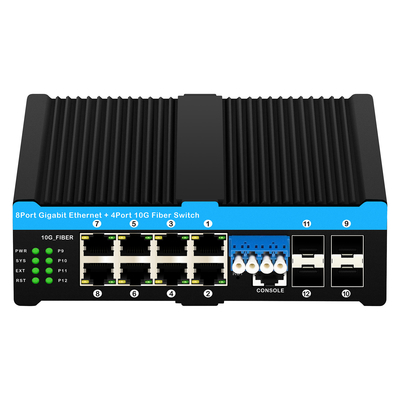 4*10G Sfp Portları+8*10/100/1000mbps 12 Port Yönetilen 10G Optik Bypass Poe Switch