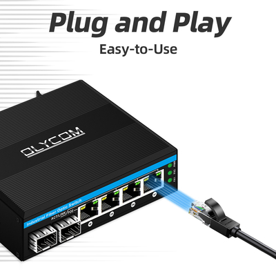 Mini 6 port gigabit Ethernet anahtarı poe anahtarı din ray 2 sfp+ 4 RJ45 DC48-52V çift güç girişi