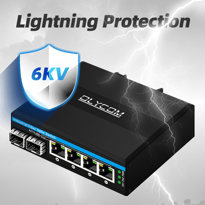 Mini 6 port gigabit Ethernet anahtarı poe anahtarı din ray 2 sfp+ 4 RJ45 DC48-52V çift güç girişi