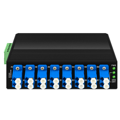 OM-FBS-44-SLC Optik Bypass Birimi Tek Modlu LC Bağlantısı 12V 24V 48V Din Montajlı