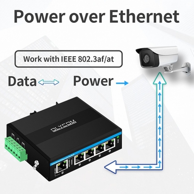 5 port gigabit poe+ anahtarı E-Mark Ethernet anahtarı DC48V çift güç girişi din-rail poe anahtarı