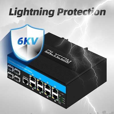 Gigabit yönetilen anahtar 12 portlu Ethernet anahtarı 4SFP+8RJ45 DIN-Rail çift güç girişi