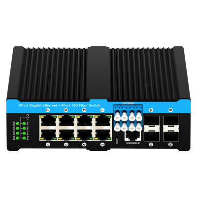 12 port 10G L2/L3 yönetilen poe+ anahtar optik bypass anahtarı 4*10G sfp +8 RJ45 din-rail ethernet anahtarı