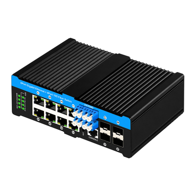 12 port 10G L2/L3 yönetilen poe+ anahtar optik bypass anahtarı 4*10G sfp +8 RJ45 din-rail ethernet anahtarı