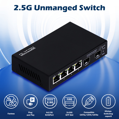 10G Ethernet anahtarı yönetilmemiş 4 portlu 2.5G Ethernet anahtarı 10G SFP+ portları ile