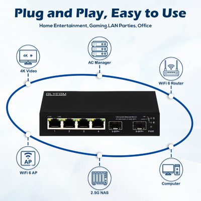 10G Ethernet anahtarı yönetilmemiş 4 portlu 2.5G Ethernet anahtarı 10G SFP+ portları ile