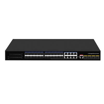 24 Port 10G L3 8 Gigabit Kombine SFP/RJ45 1U Rack 220V AC Girişi ile Yönetilen Fiber Değiştirici