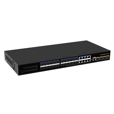 24 Port 10G Fiber Switch 8 Gigabit Kombine SFP/RJ45 L3 Yönetilen 1U Rack