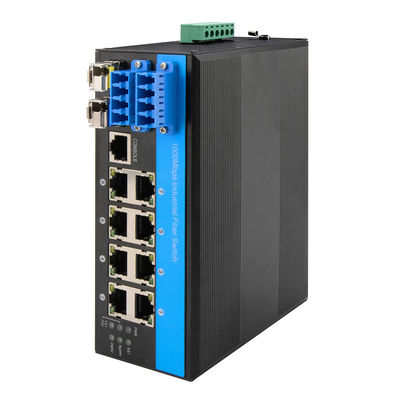 8 Bağlantı Noktalı Baypas Yönetilen Ethernet Anahtarı 2.5G Fiber Endüstriyel Optik Koruma DIN Montajlı