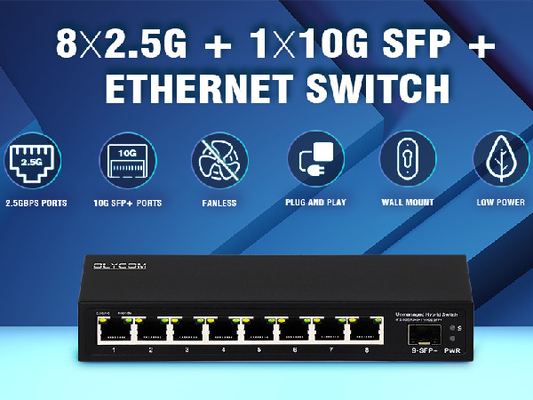 10G Ethernet Değiştiricisi Yönetilmeyen Ağ Değiştiricisi 8*2.5G RJ45+1*10G SFP Portları