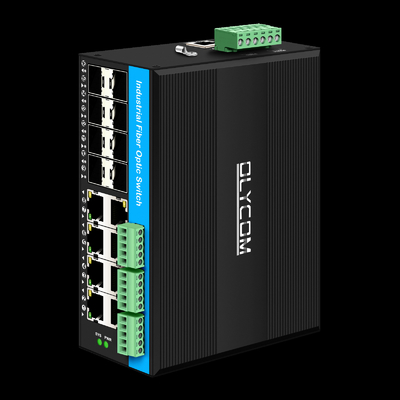 Yönetilen 16 Port Gigabit Poe Değiştiricisi Din-Rail Ağ Değiştiricisi 8RJ45+8SFP 4*RS485+2*CAN BUS ile