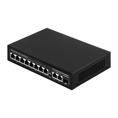 SFP Fiber Uplink AC Girişi ile 120W PoE Switch 8 Port Yönetilmeyen Hızlı Ethernet