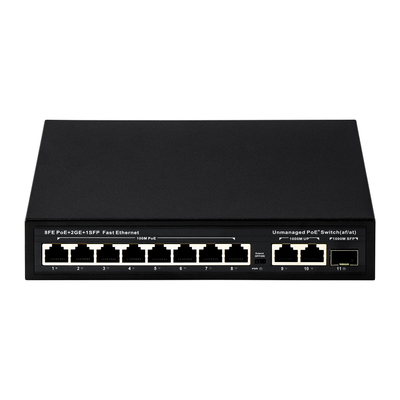 SFP Fiber Uplink AC Girişi ile 120W PoE Switch 8 Port Yönetilmeyen Hızlı Ethernet
