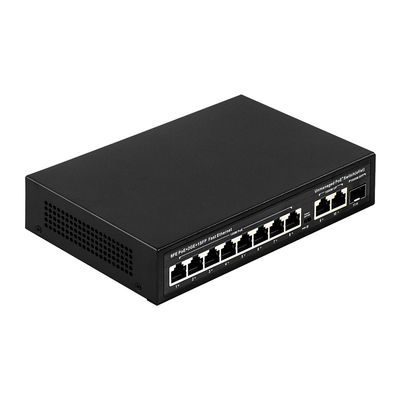 SFP Fiber Uplink AC Girişi ile 120W PoE Switch 8 Port Yönetilmeyen Hızlı Ethernet