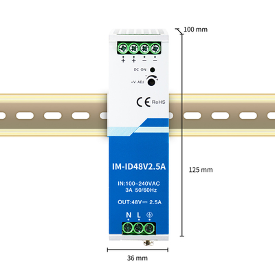 120W Endüstriyel Güç Adaptörü 48V 2.5A Din Rail Wide AC/DC Giriş CE UL Listed