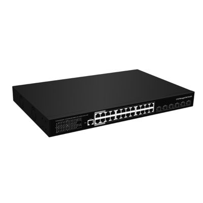 24 Port 2.5G PoE Yönetilen Değiştirici 10G Fiber Uplink L3 Katmanı 400W Bütçe AC Giriş CE