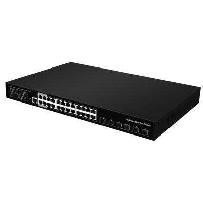 24 Port 2.5G PoE Yönetilen Değiştirici 10G Fiber Uplink L3 Katmanı 400W Bütçe AC Giriş CE