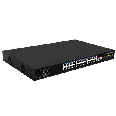 24 Port PoE Switch 10G Fiber300W Bütçe USB Konsolu L3 Yönetilen AC Girişi