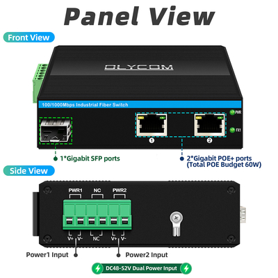 Mini Optik Fiber Değiştiricisi Endüstriyel Ethernet Değiştiricisi Poe Değiştiricisi DC48V Giriş